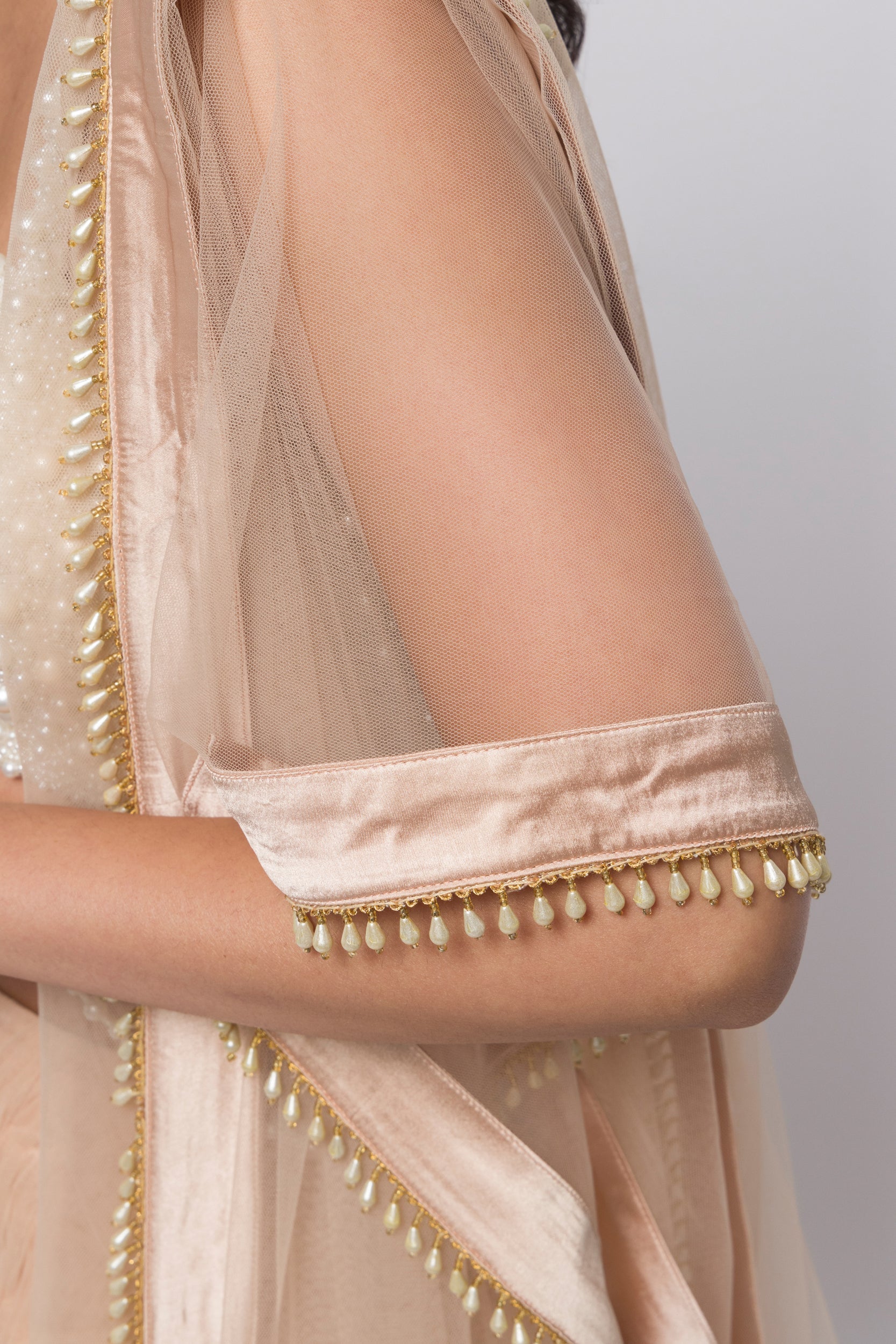 Pearl Trim Scarf Blush