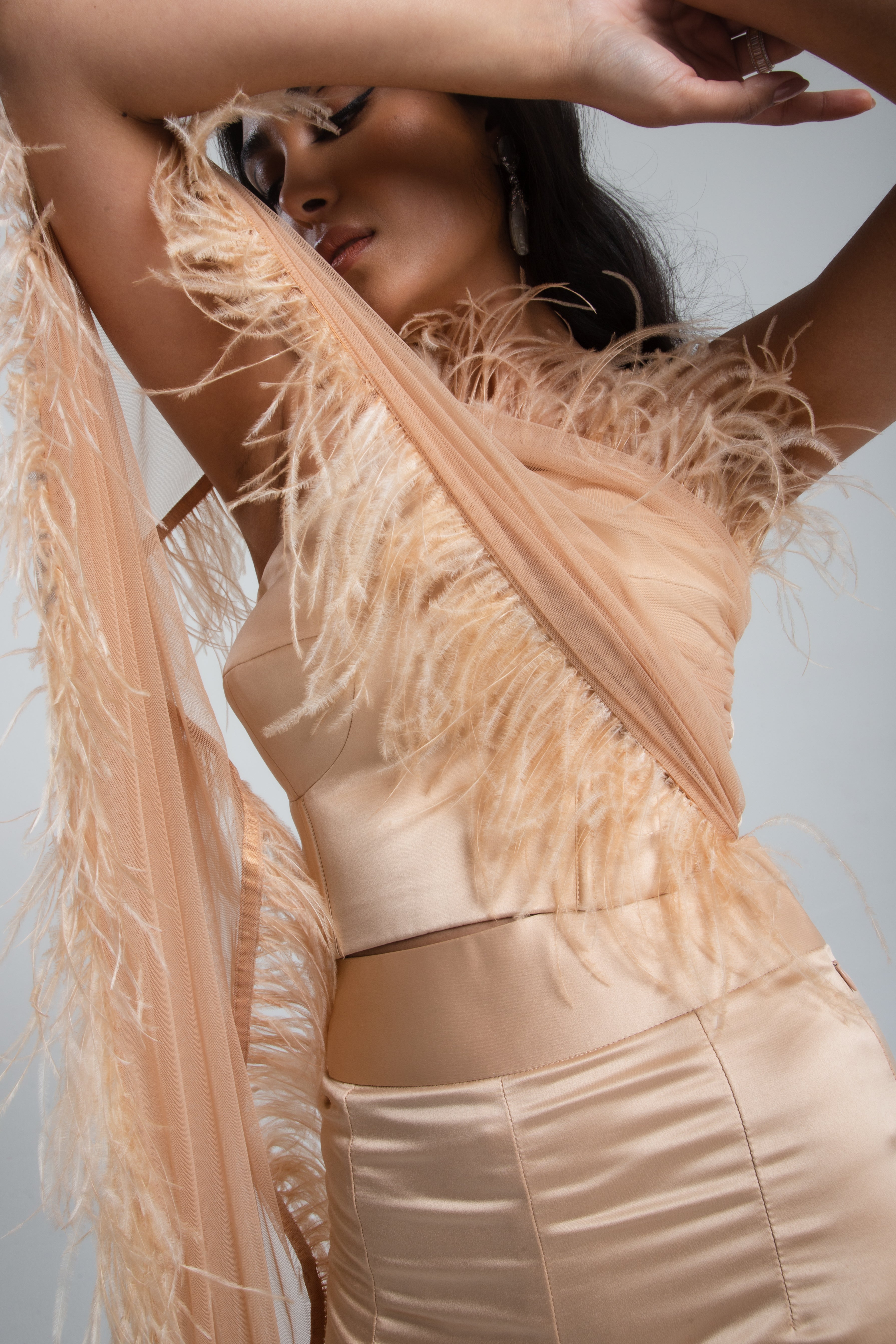 Celeste Feather Bustier Blush