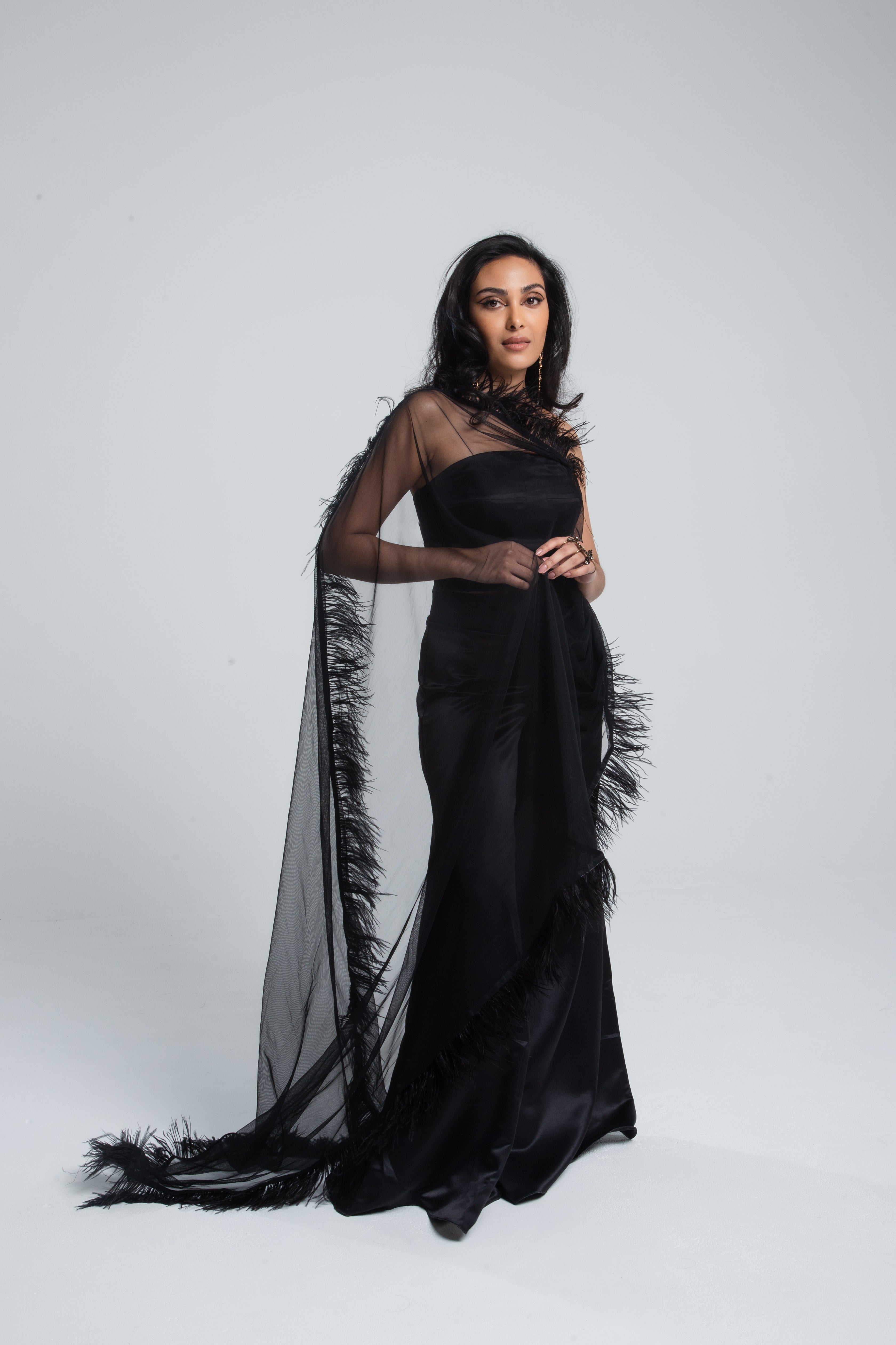 Celeste Feather Bustier Black