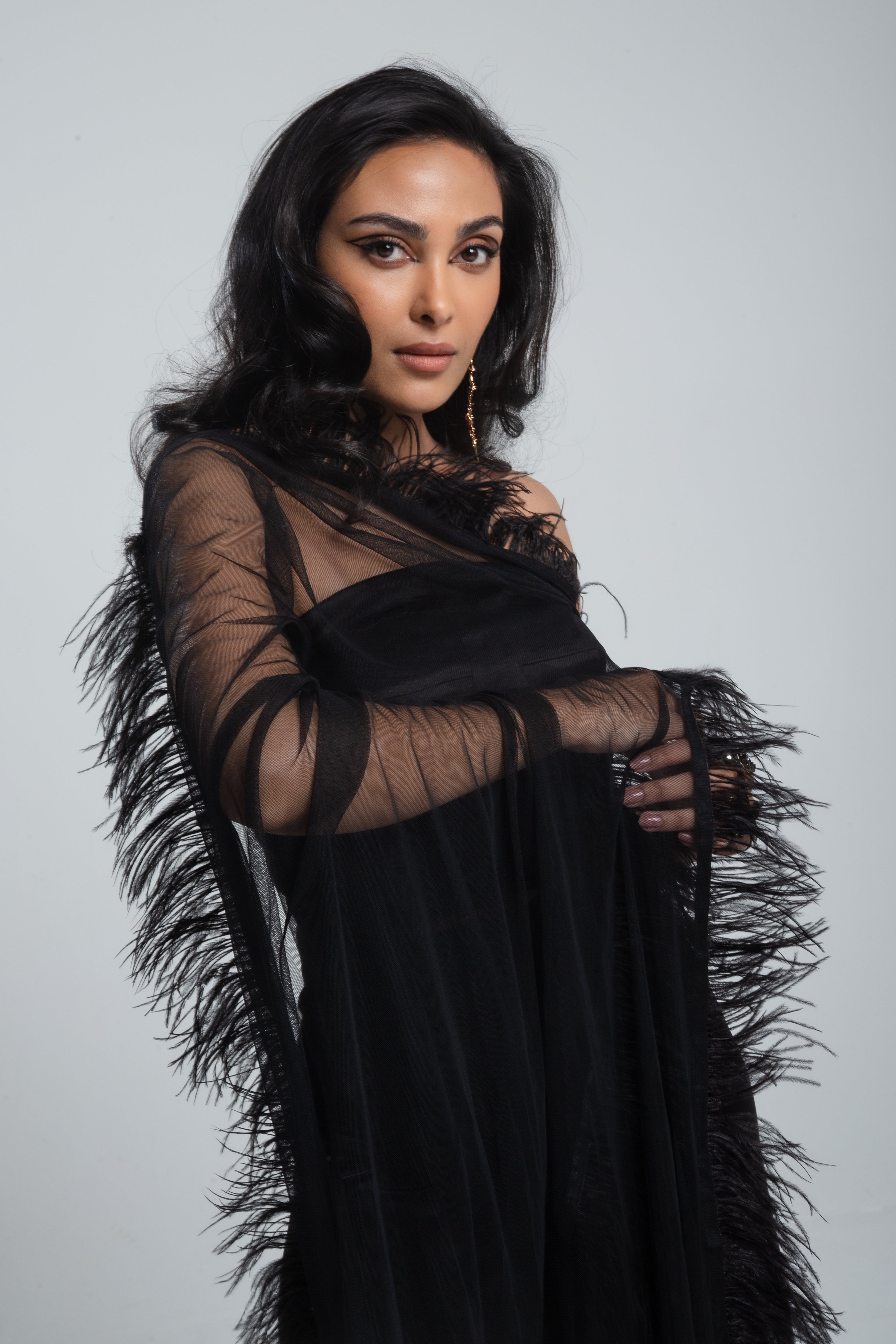 Celeste Feather Bustier Black