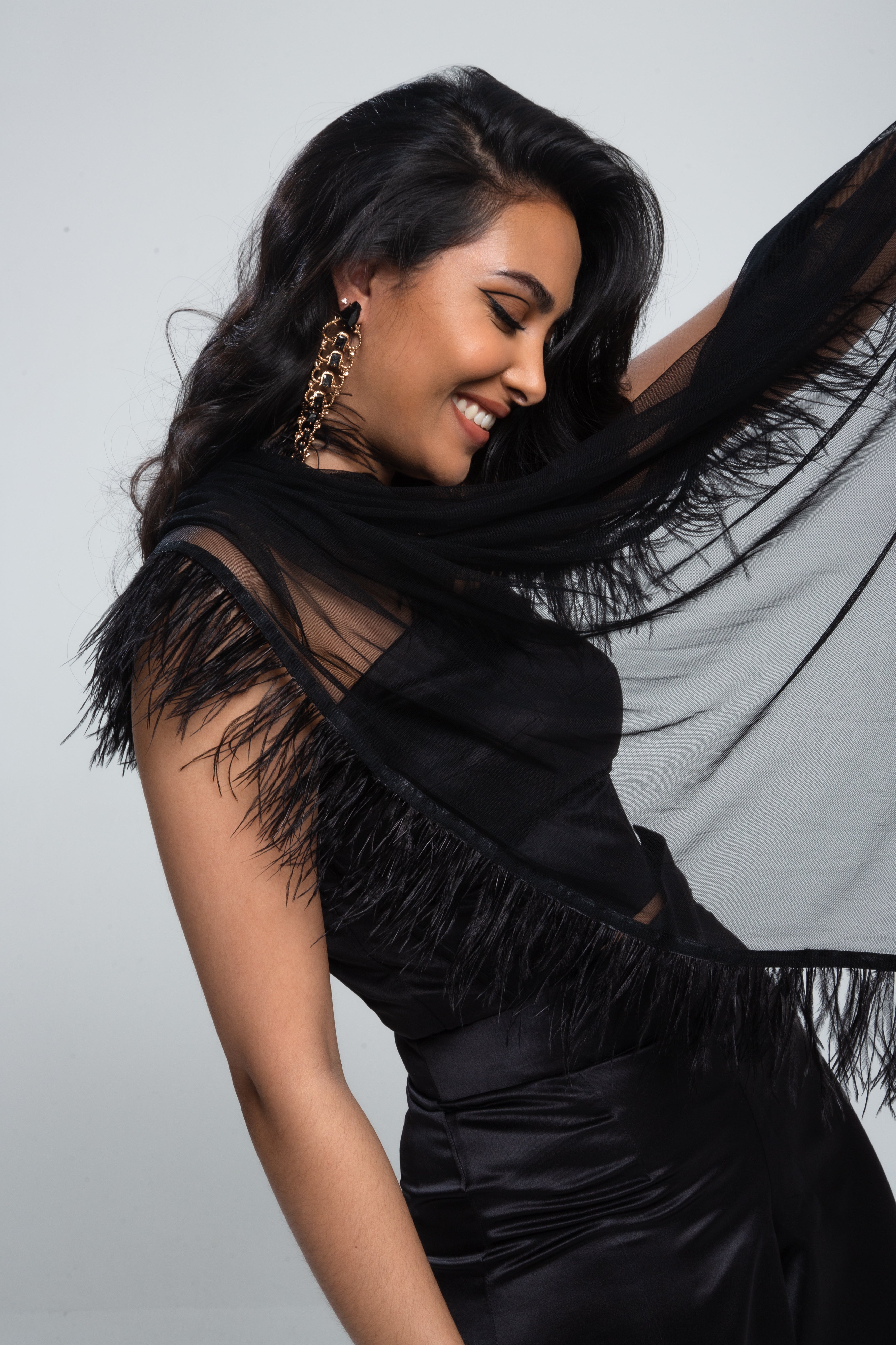 Celeste Feather Bustier Black