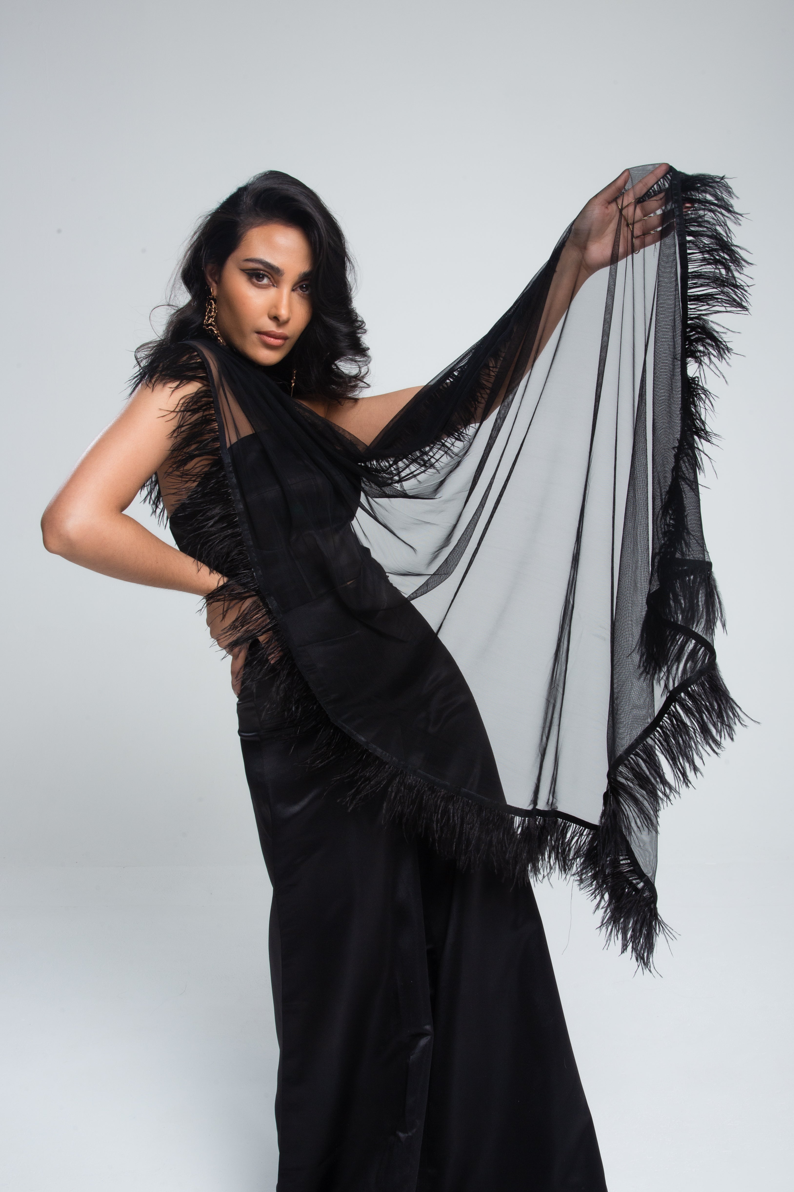 Celeste Feather Bustier Black