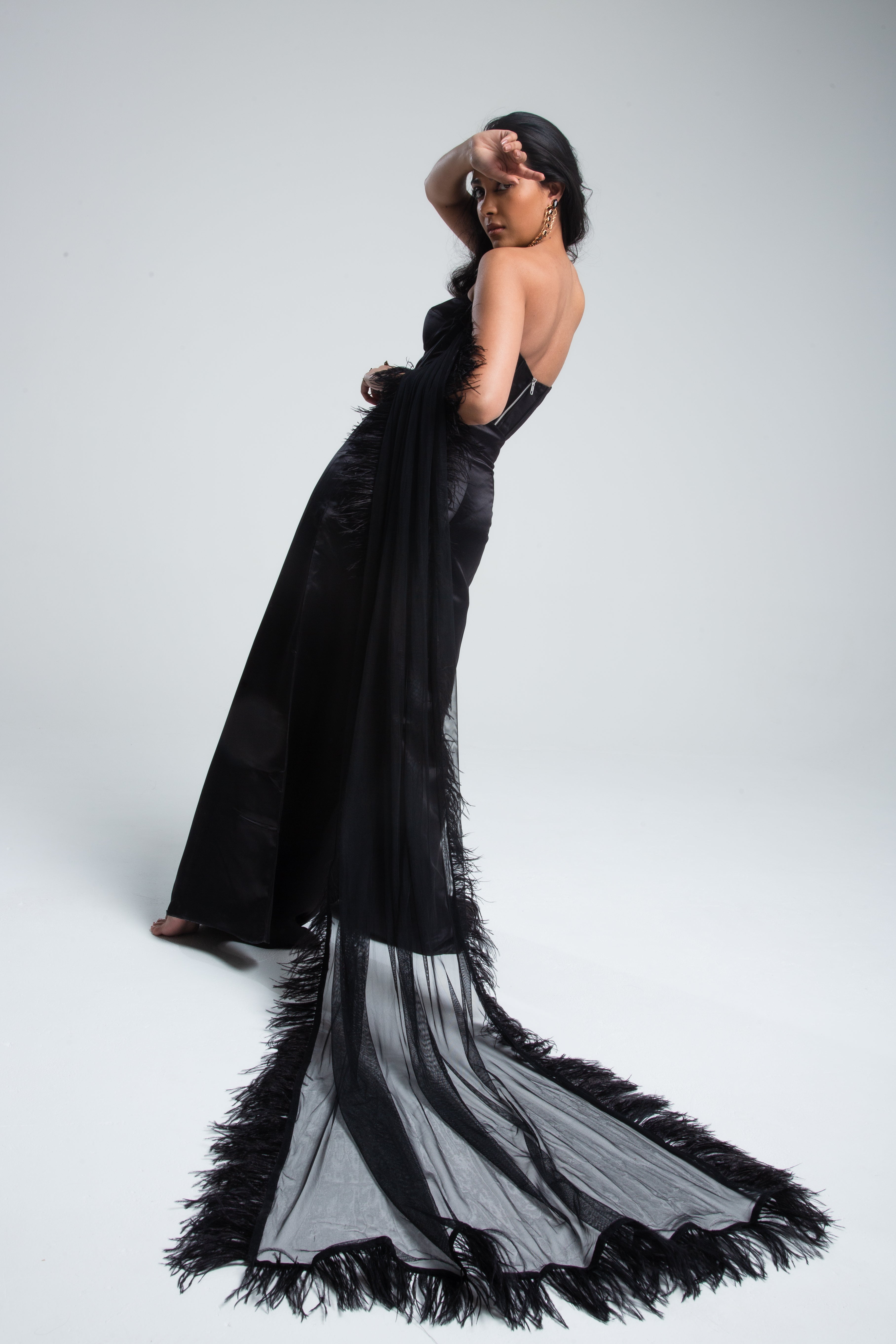 Celeste Feather Bustier Black