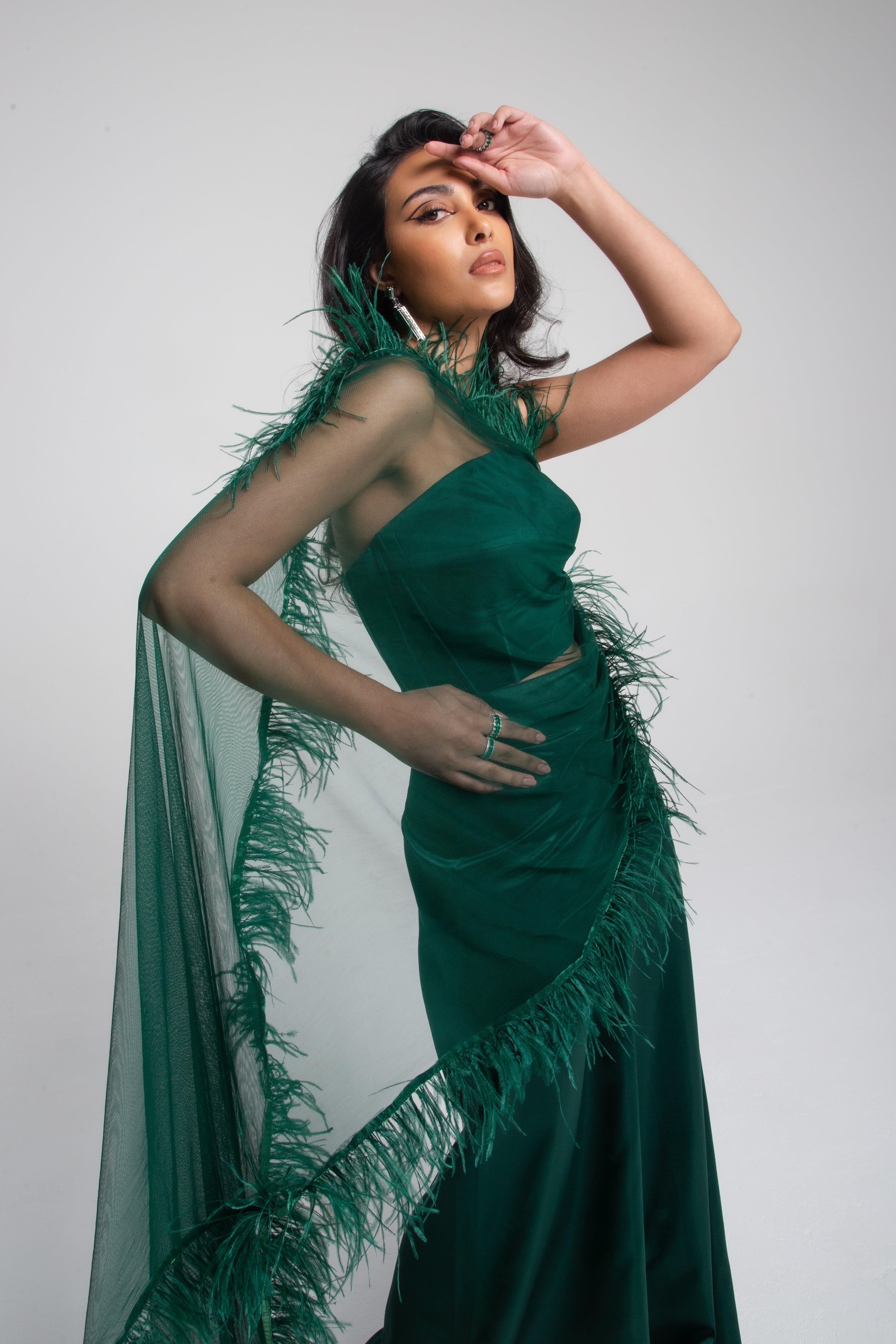 Celeste Feather Bustier Emerald