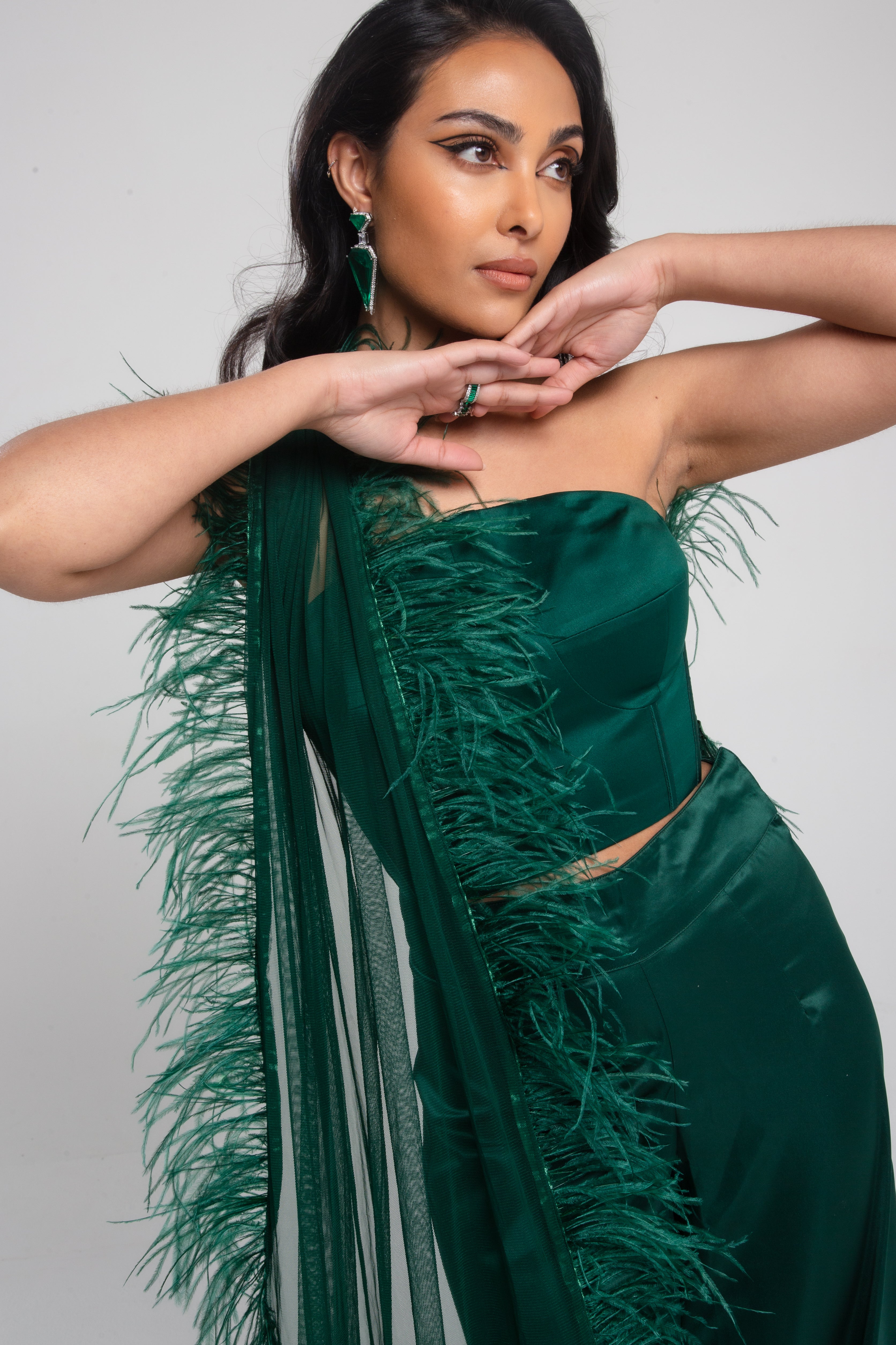 Celeste Feather Bustier Emerald