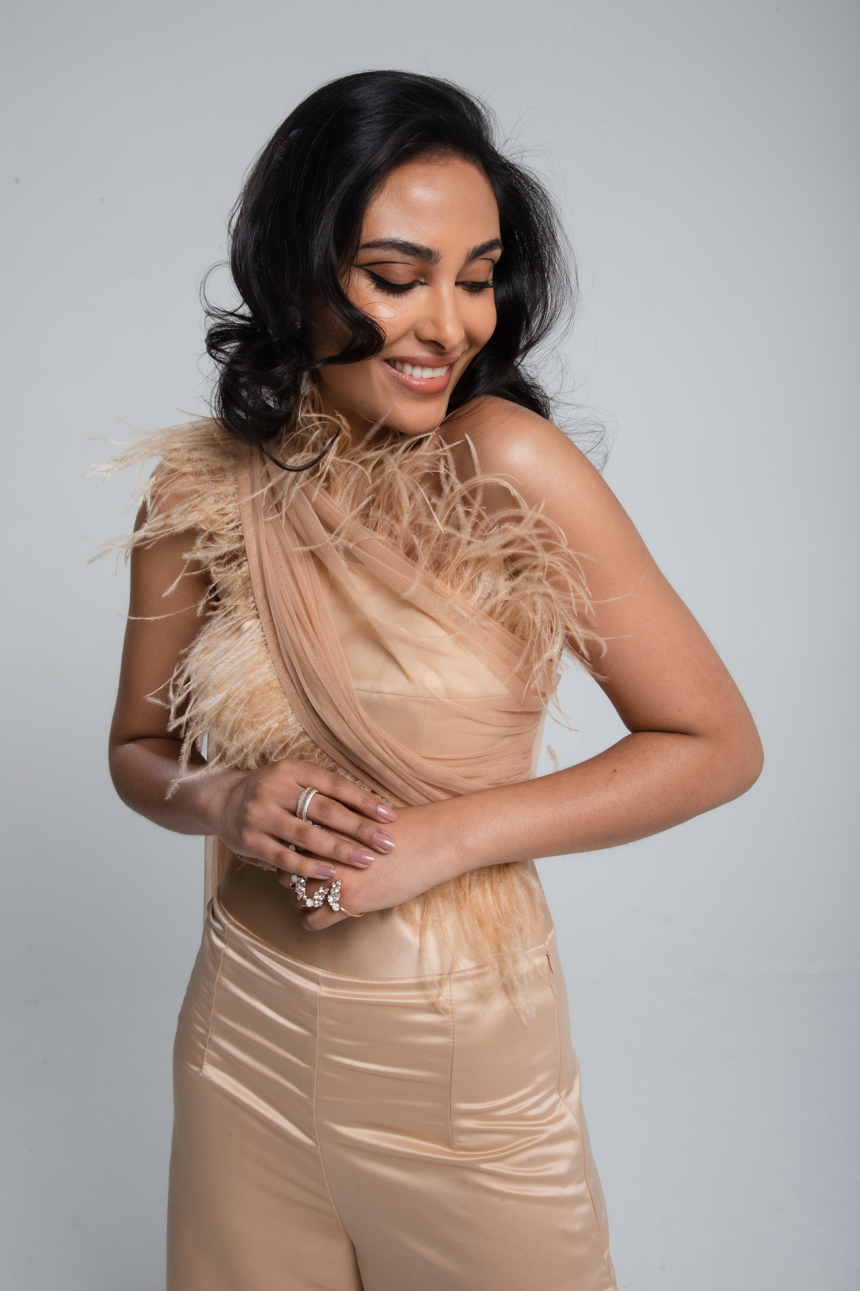 Celeste Feather Bustier Blush