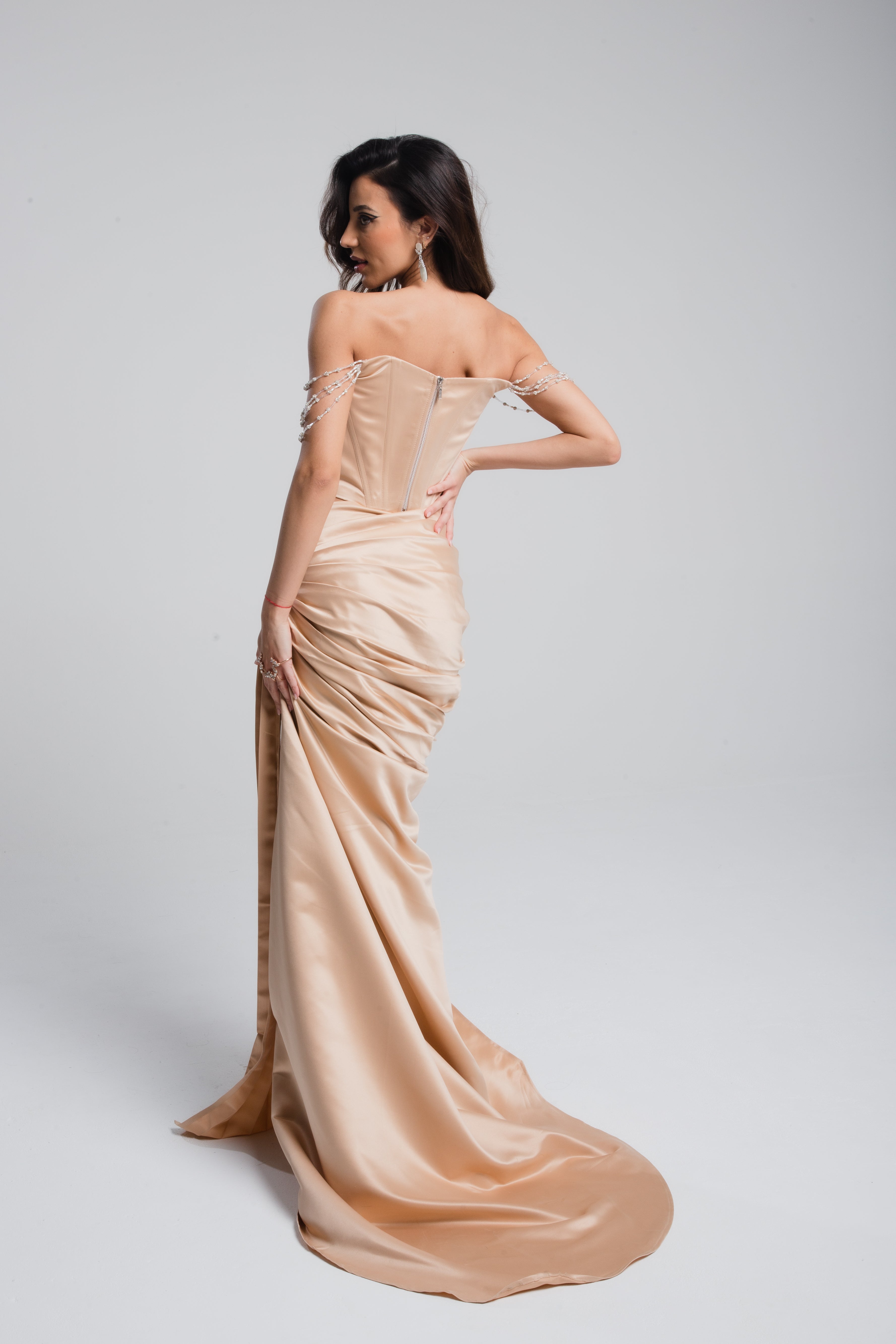 Hestia Draped Satin Skirt Blush