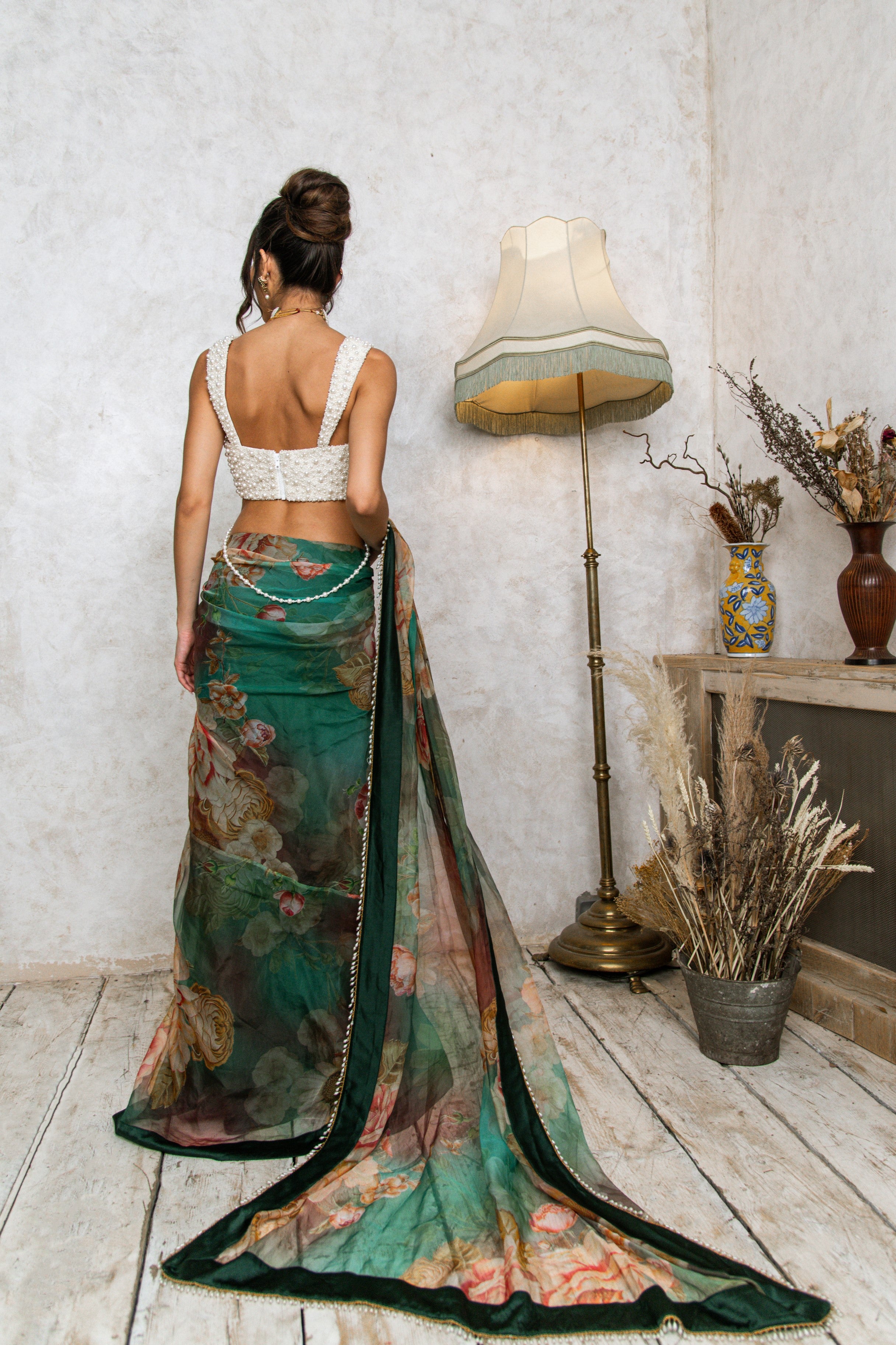 The Green Floral Saree