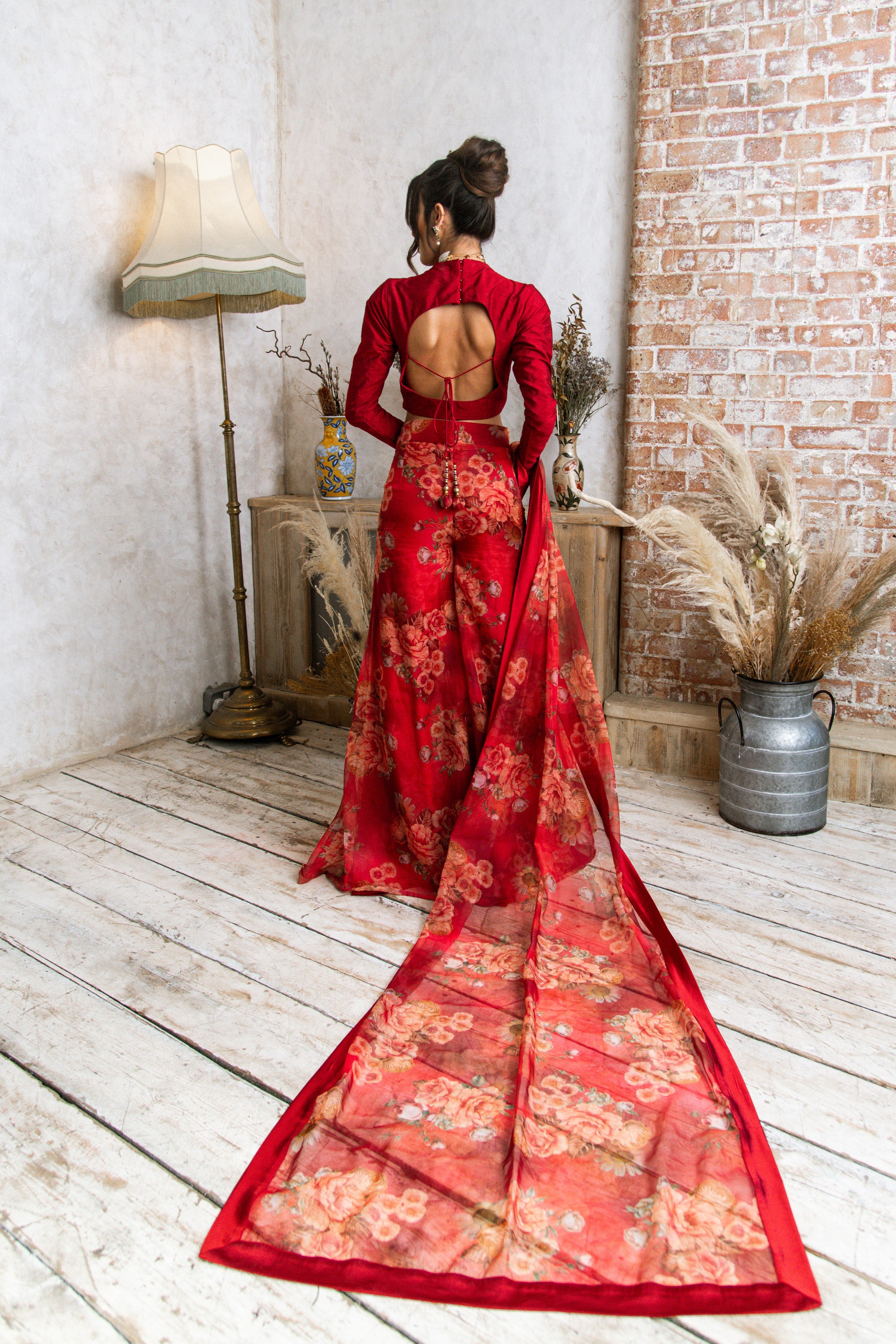 The Red Floral Palazzo Set