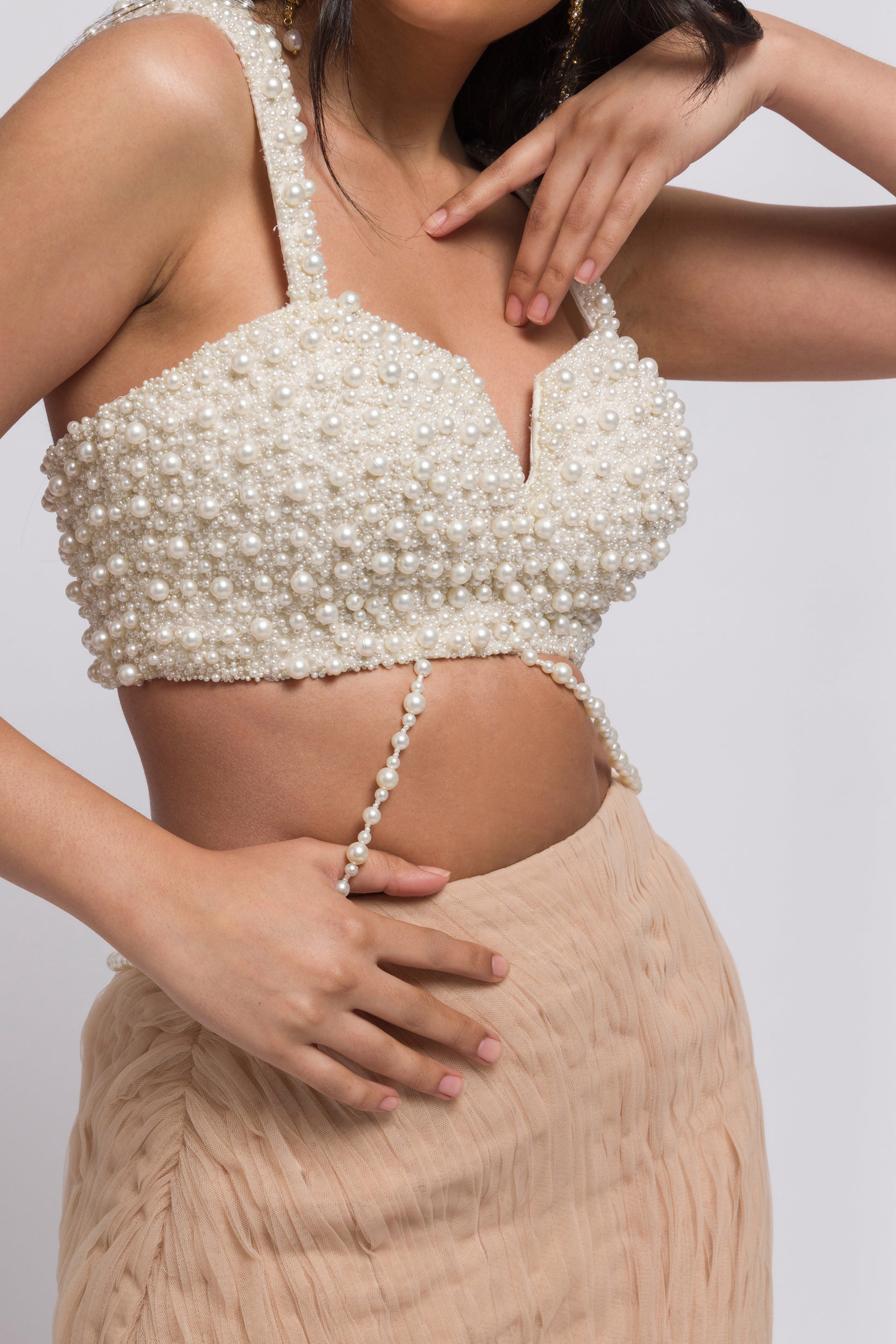 Pearl Bustier in Oyster, with belt